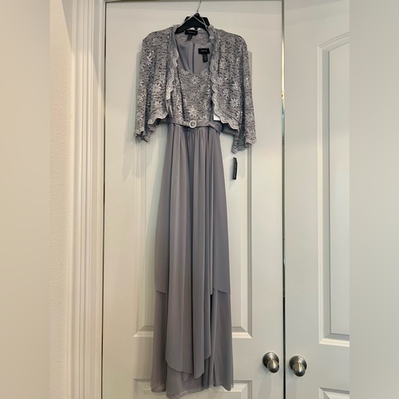 NWT R&M Richard’s Women’s 2 Piece Laced Long Jacket with Dress Set, size 18 - Picture 1 of 7